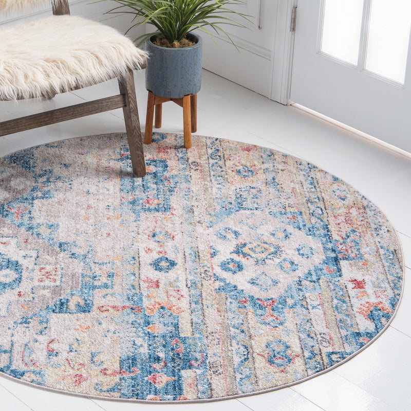 Seville Woven Collection Area Rug - Huelva Round Multi lifestyle 14