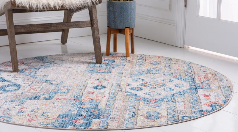 Seville Woven Collection Area Rug - Huelva Round Multi lifestyle 16