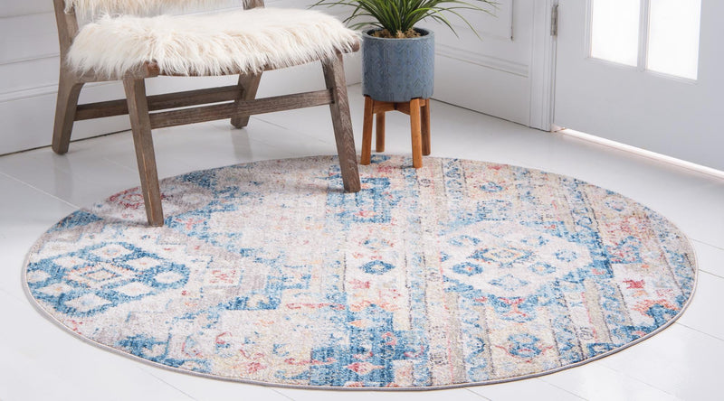 Seville Woven Collection Area Rug - Huelva Round Multi lifestyle 18