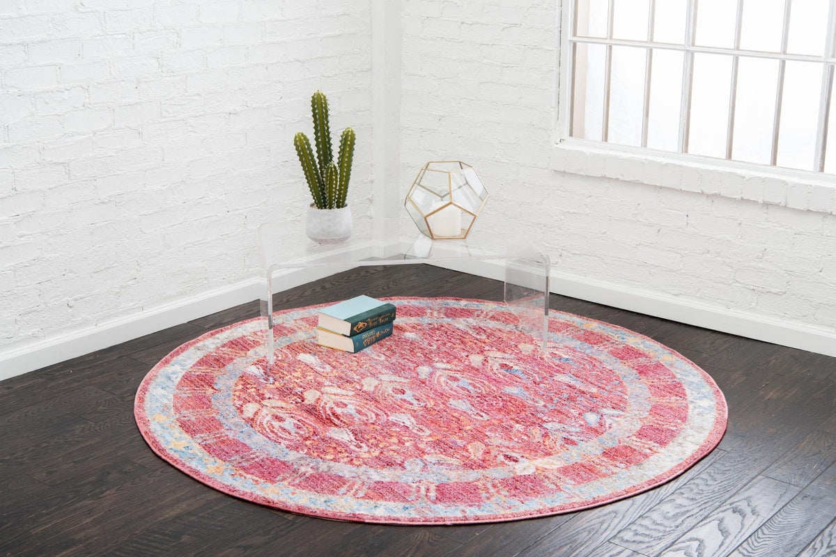 Bronx Loft Collection Area Rug - Sedgwick Round Red lifestyle 55