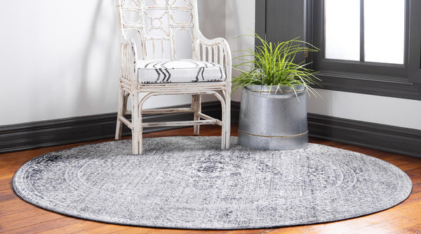 Bronx Loft Collection Area Rug - Belmont Round Gray lifestyle 62