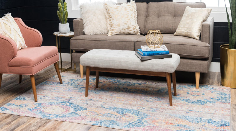 Seville Woven Collection Area Rug - Alcazar Rectangle Blue lifestyle 13