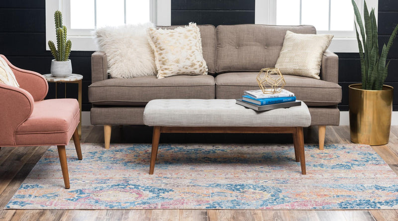 Seville Woven Collection Area Rug - Alcazar Rectangle Blue lifestyle 18