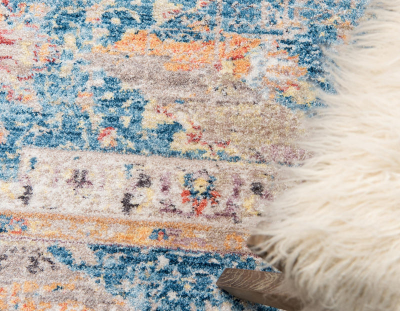 Seville Woven Collection Area Rug - Alcazar Round Blue lifestyle 52