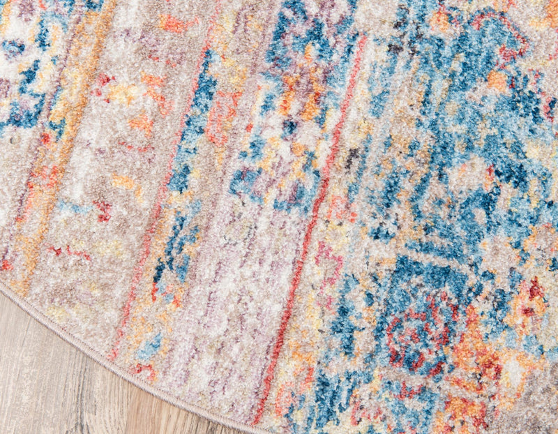 Seville Woven Collection Area Rug - Alcazar Round Blue lifestyle 58