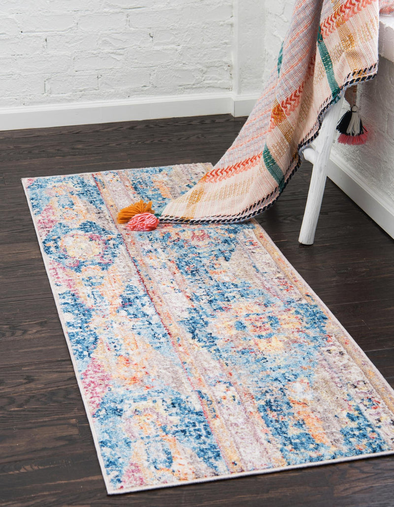 Seville Woven Collection Area Rug - Alcazar Runner Blue lifestyle 59