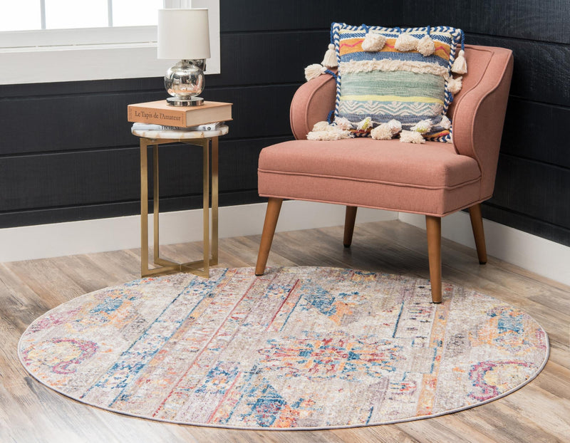 Seville Woven Collection Area Rug - Alcazar Round Beige lifestyle 68