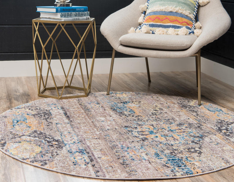 Seville Woven Collection Area Rug - Alcazar Round Light Brown lifestyle 41