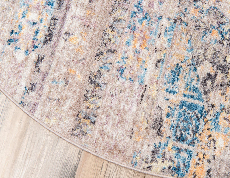 Seville Woven Collection Area Rug - Alcazar Round Light Brown lifestyle 55