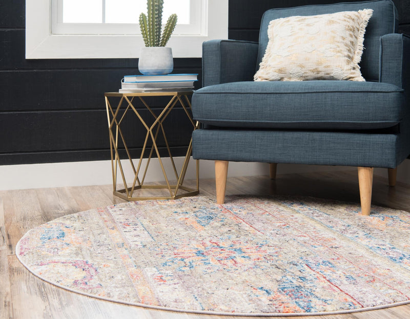 Seville Woven Collection Area Rug - Alcazar Round Light Green lifestyle 80