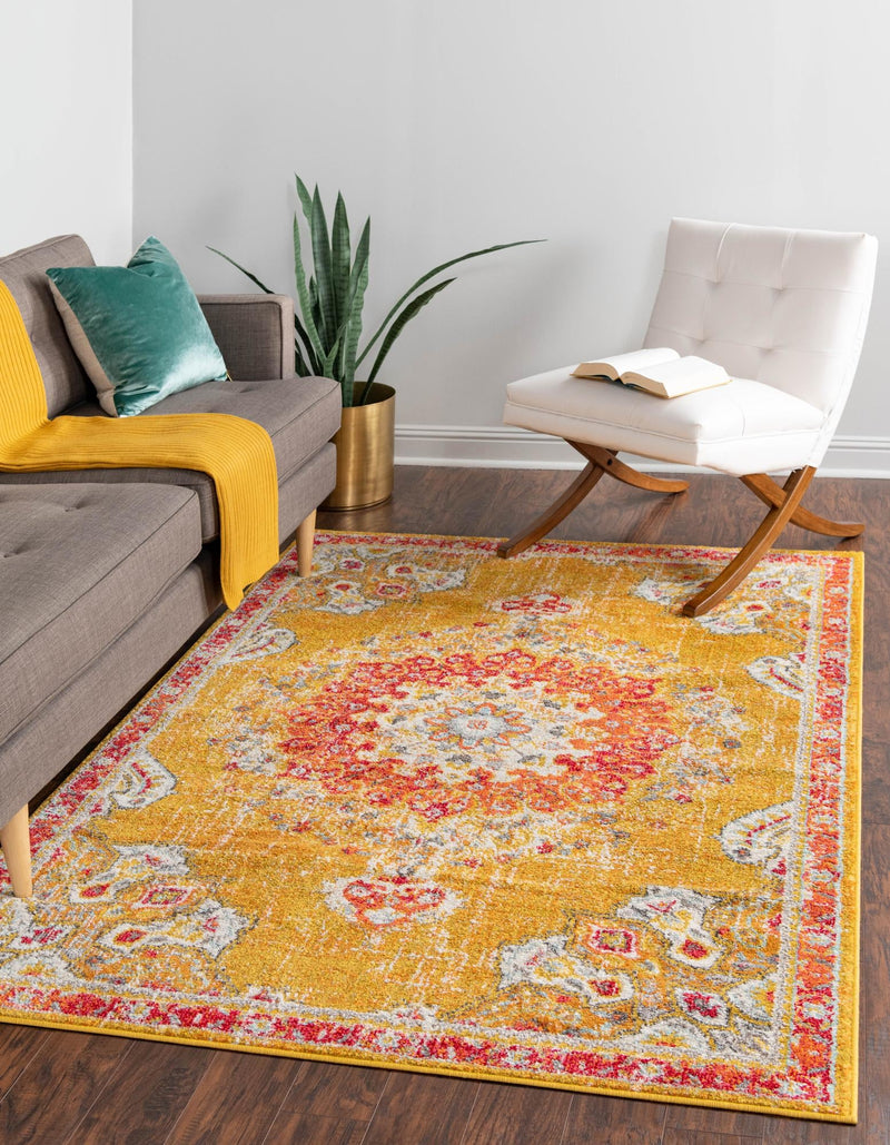 Brighton Terrace Collection Area Rug - Hove (Gold) Rectangle Gold lifestyle 2