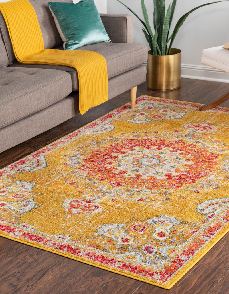 Brighton Terrace Collection Area Rug - Hove (Gold) Rectangle Gold lifestyle 3