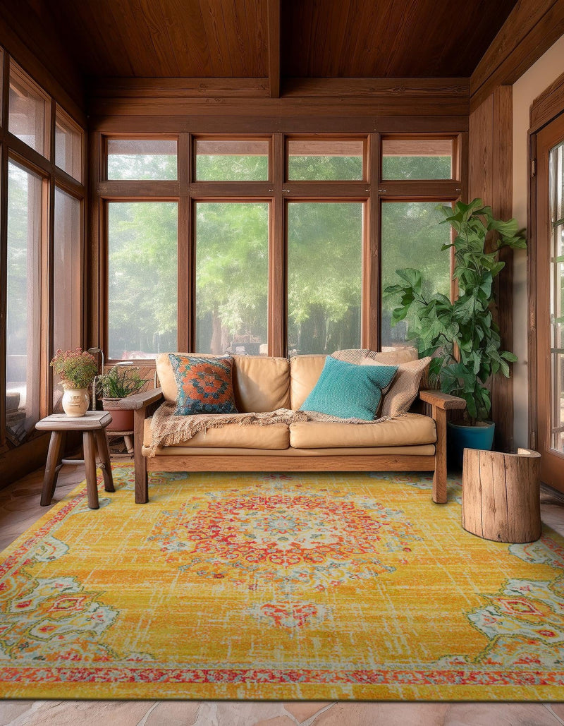 Brighton Terrace Collection Area Rug - Hove (Gold) Square Gold lifestyle 30