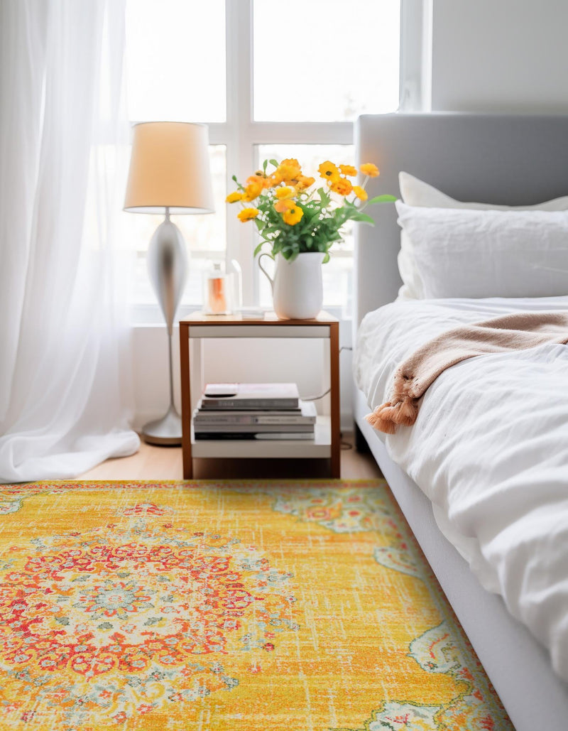 Brighton Terrace Collection Area Rug - Hove (Gold) Square Gold lifestyle 36