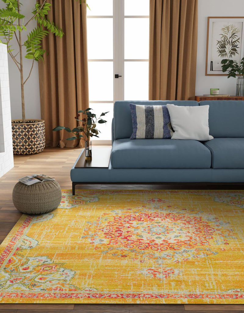 Brighton Terrace Collection Area Rug - Hove (Gold) Square Gold lifestyle 70