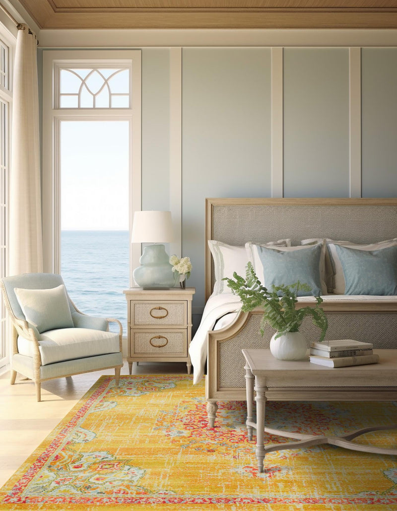 Brighton Terrace Collection Area Rug - Hove (Gold) Square Gold lifestyle 82