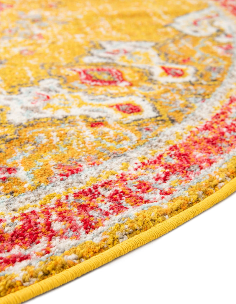 Brighton Terrace Collection Area Rug - Hove (Gold) Round Gold lifestyle 45