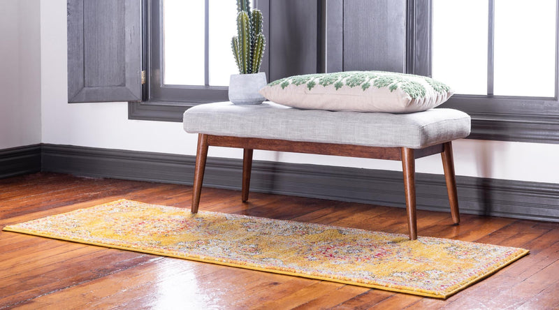 Brighton Terrace Collection Area Rug - Hove (Gold) Runner Gold lifestyle 30