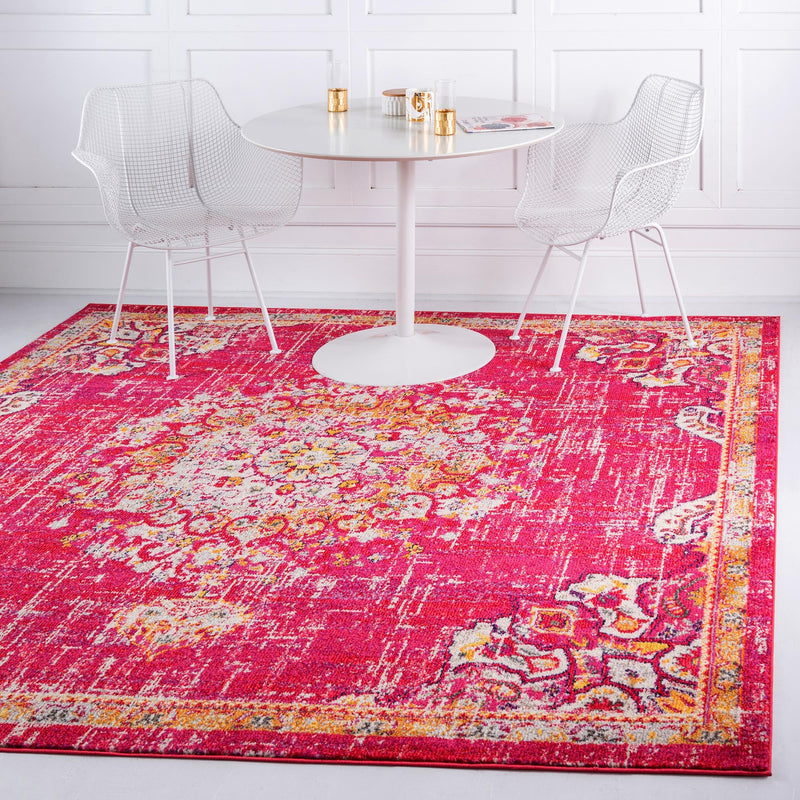 Brighton Terrace Collection Area Rug - Hove (Magenta) Square Magenta lifestyle 14