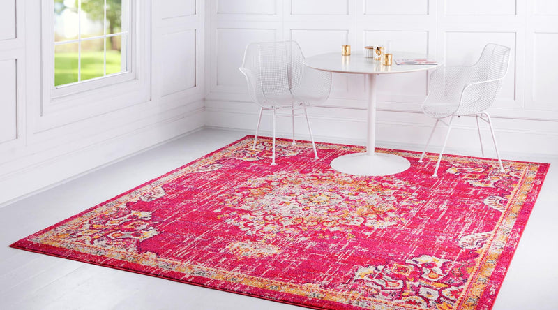 Brighton Terrace Collection Area Rug - Hove (Magenta) Square Magenta lifestyle 17