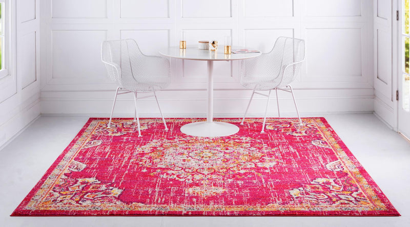 Brighton Terrace Collection Area Rug - Hove (Magenta) Square Magenta lifestyle 20
