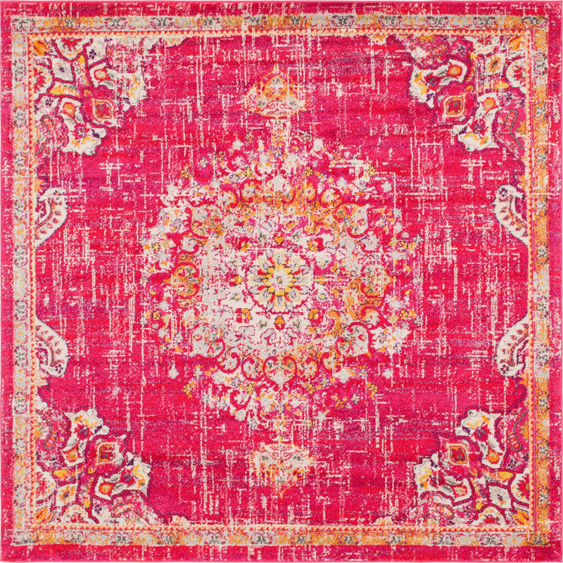 Brighton Terrace Collection Area Rug - Hove (Magenta) Square Magenta lifestyle 11