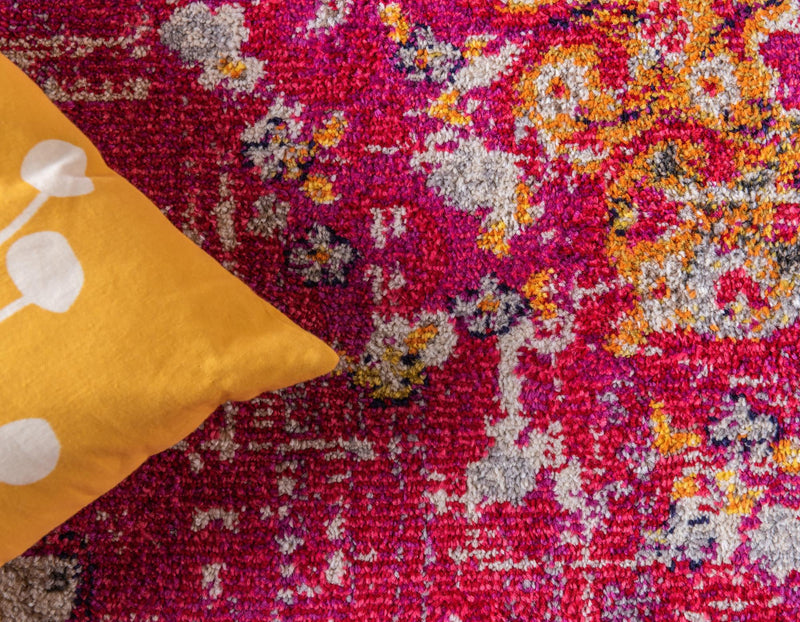 Brighton Terrace Collection Area Rug - Hove (Magenta) Round Magenta lifestyle 27
