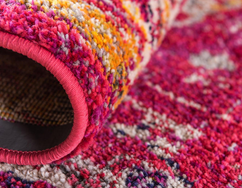 Brighton Terrace Collection Area Rug - Hove (Magenta) Round Magenta lifestyle 30