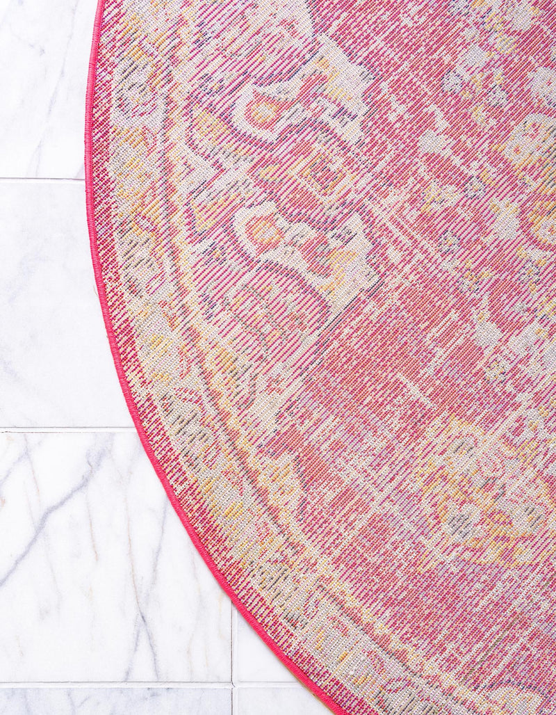 Brighton Terrace Collection Area Rug - Hove (Magenta) Round Magenta lifestyle 39