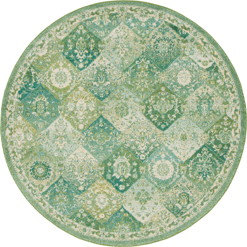 Brighton Terrace Collection Area Rug - Rottingdean (Green) Round Green lifestyle 17