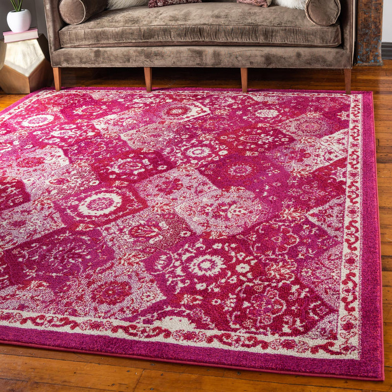 Brighton Terrace Collection Area Rug - Rottingdean (Magenta) Square Magenta lifestyle 14