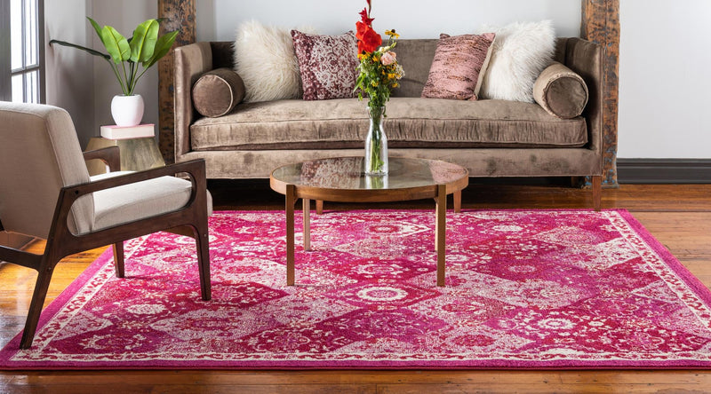 Brighton Terrace Collection Area Rug - Rottingdean (Magenta) Square Magenta lifestyle 20