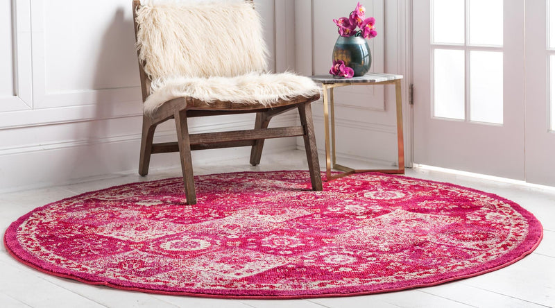Brighton Terrace Collection Area Rug - Rottingdean (Magenta) Round Magenta lifestyle 18