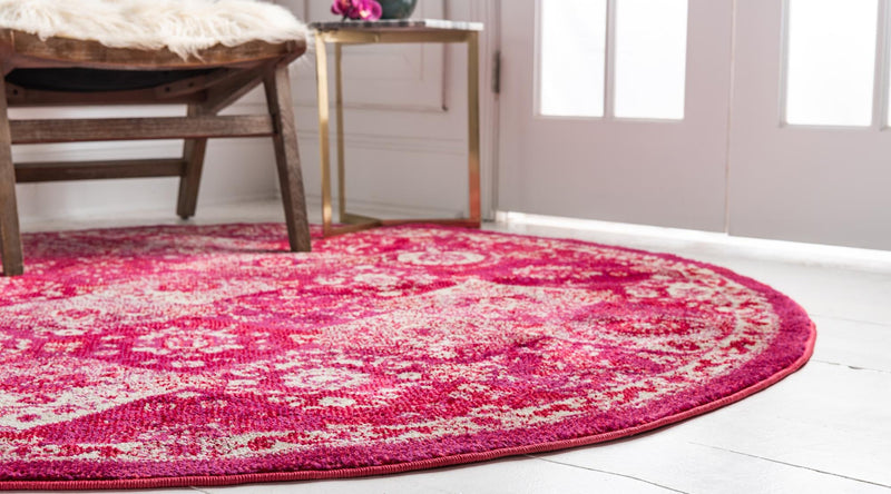 Brighton Terrace Collection Area Rug - Rottingdean (Magenta) Round Magenta lifestyle 21