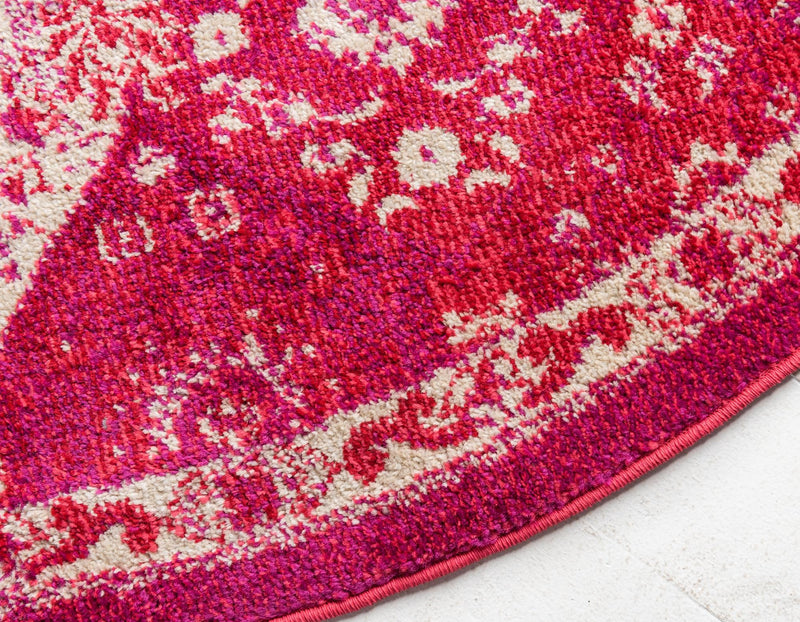 Brighton Terrace Collection Area Rug - Rottingdean (Magenta) Round Magenta lifestyle 36