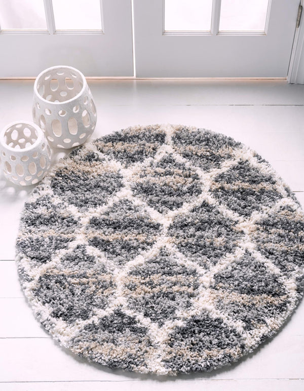 Cozy Cove Shag Collection Area Rug - Marina Round Gray lifestyle 39