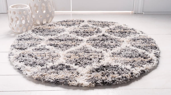 Cozy Cove Shag Collection Area Rug - Marina Round Gray lifestyle 44