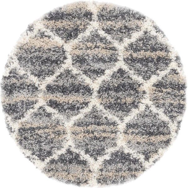 Cozy Cove Shag Collection Area Rug - Marina Round Gray lifestyle 34