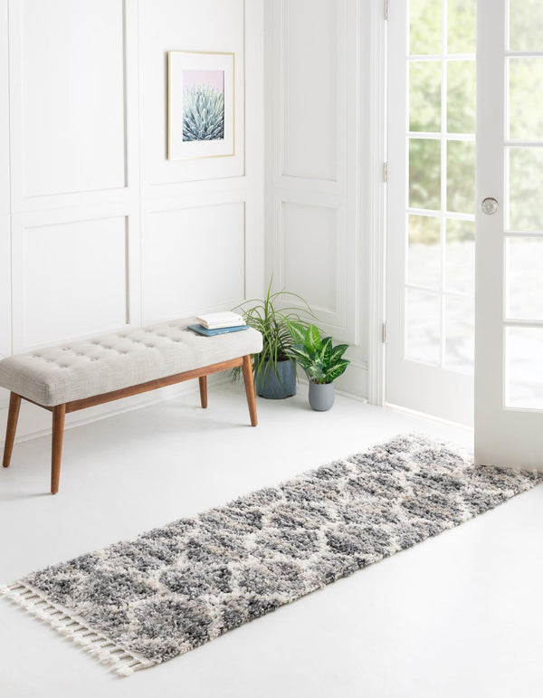 Cozy Cove Shag Collection Area Rug - Marina Runner Gray lifestyle 100