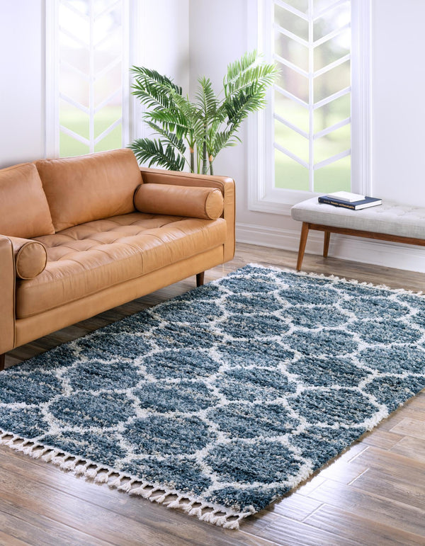 Cozy Cove Shag Collection Area Rug - Marina Rectangle Blue lifestyle 6