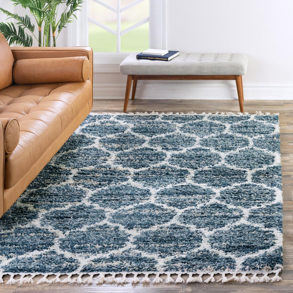 Cozy Cove Shag Collection Area Rug - Marina Rectangle Blue lifestyle 28
