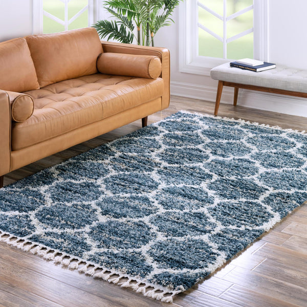 Cozy Cove Shag Collection Area Rug - Marina Rectangle Blue lifestyle 29