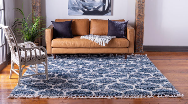 Cozy Cove Shag Collection Area Rug - Marina Square Blue lifestyle 45