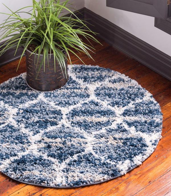 Cozy Cove Shag Collection Area Rug - Marina Round Blue lifestyle 86