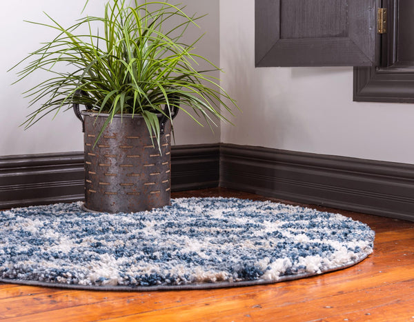 Cozy Cove Shag Collection Area Rug - Marina Round Blue lifestyle 114