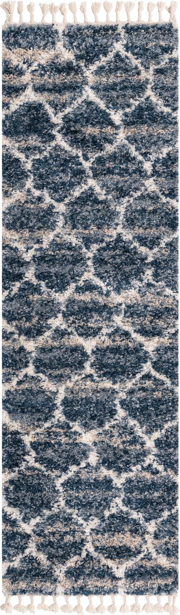 Cozy Cove Shag Collection Area Rug - Marina Runner Blue lifestyle 33