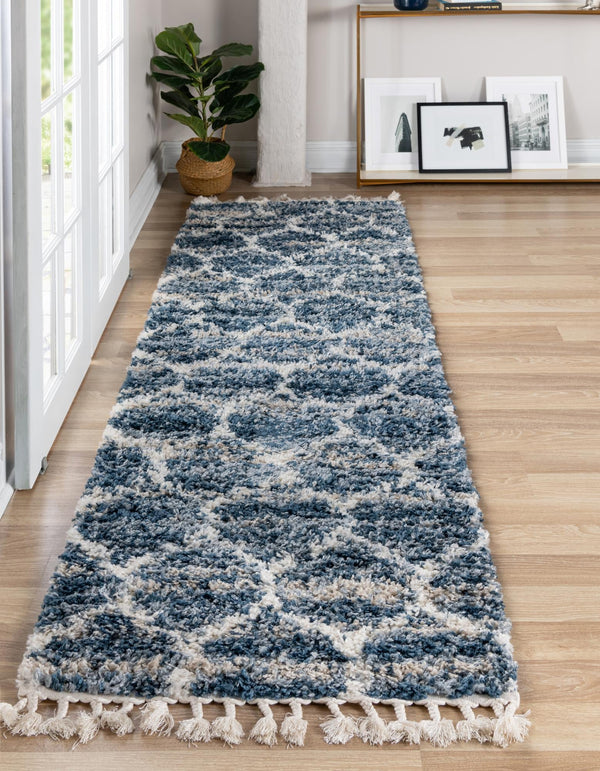 Cozy Cove Shag Collection Area Rug - Marina Runner Blue lifestyle 38