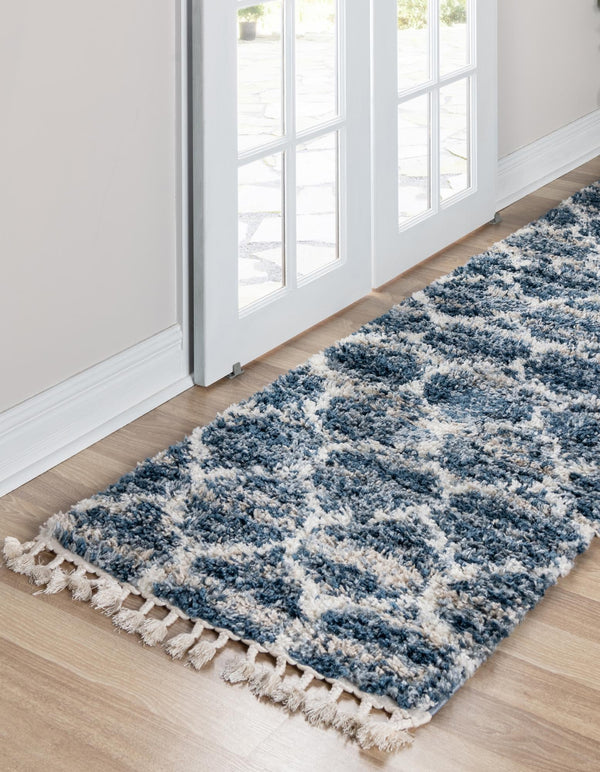Cozy Cove Shag Collection Area Rug - Marina Runner Blue lifestyle 43