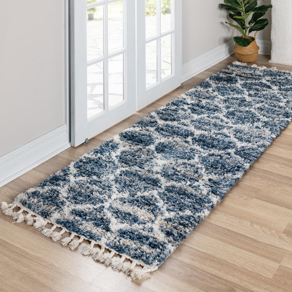 Cozy Cove Shag Collection Area Rug - Marina Runner Blue lifestyle 103
