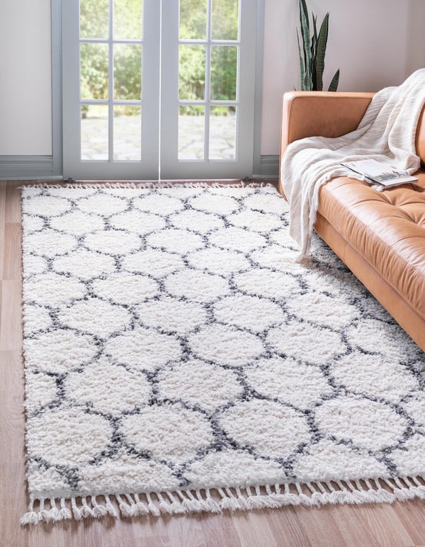 Cozy Cove Shag Collection Area Rug - Marina Rectangle Ivory lifestyle 7